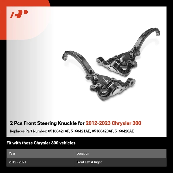 2 Pcs Front Steering Knuckle for 2012-2023 Chrysler 300