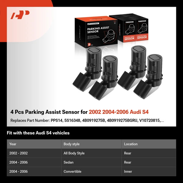 4 Pcs Parking Assist Sensor for 2002 2004-2006 Audi S4