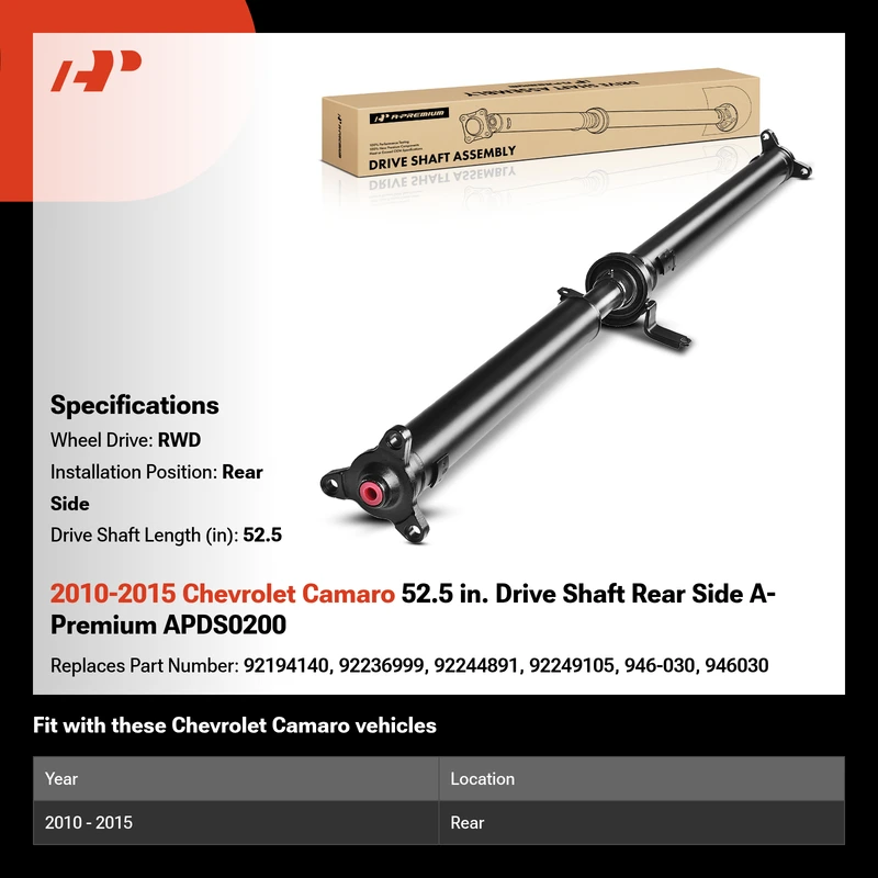 2010-2015 Chevrolet Camaro 52.5 in. Drive Shaft Rear Side A-Premium APDS0200