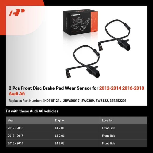 2 Pcs Front Disc Brake Pad Wear Sensor for 2012-2014 2016-2018 Audi A6