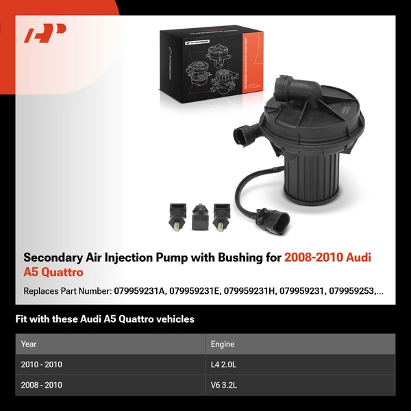 Secondary Air Injection Pump with Bushing for 2008-2010 Audi A5 Quattro