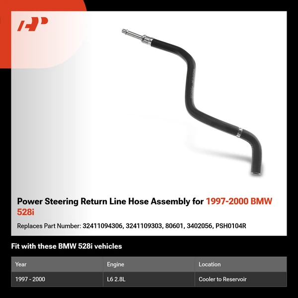 Power Steering Return Line Hose Assembly for 1997-2000 BMW 528i
