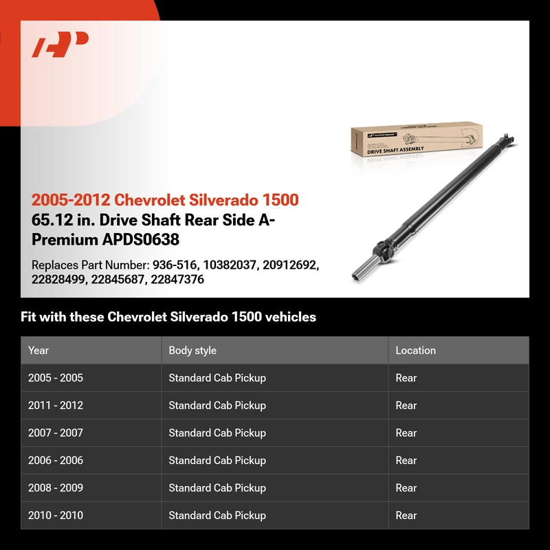 2005-2012 Chevrolet Silverado 1500 65.12 in. Drive Shaft Rear Side A-Premium APDS0638