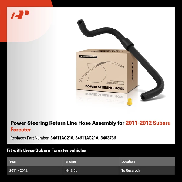 Power Steering Return Line Hose Assembly for 2011-2012 Subaru Forester