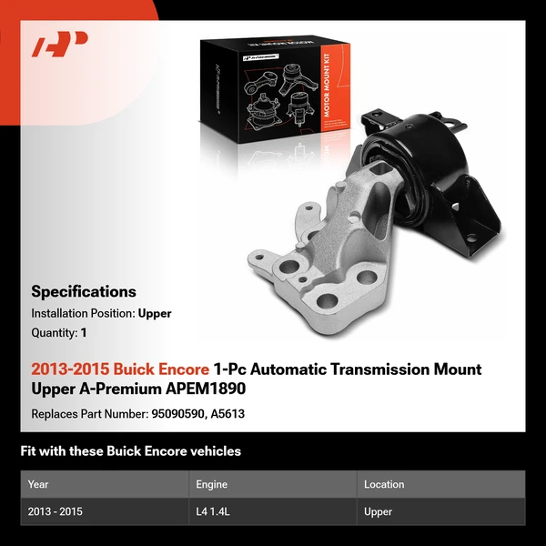 2013-2015 Buick Encore 1-Pc Automatic Transmission Mount Upper A-Premium APEM1890