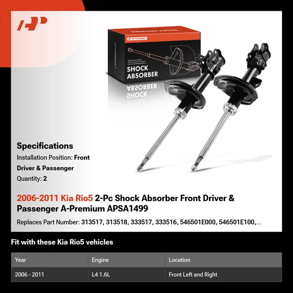 2006-2011 Kia Rio5 2-Pc Shock Absorber Front Driver & Passenger A-Premium APSA1499