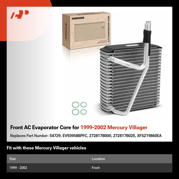 Front AC Evaporator Core for 1999-2002 Mercury Villager