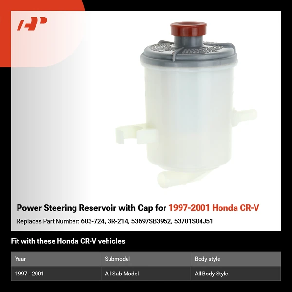 Power Steering Reservoir with Cap for 1997-2001 Honda CR-V
