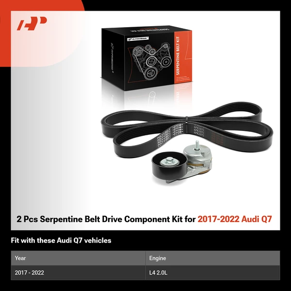 2 Pcs Serpentine Belt Drive Component Kit for 2017-2022 Audi Q7