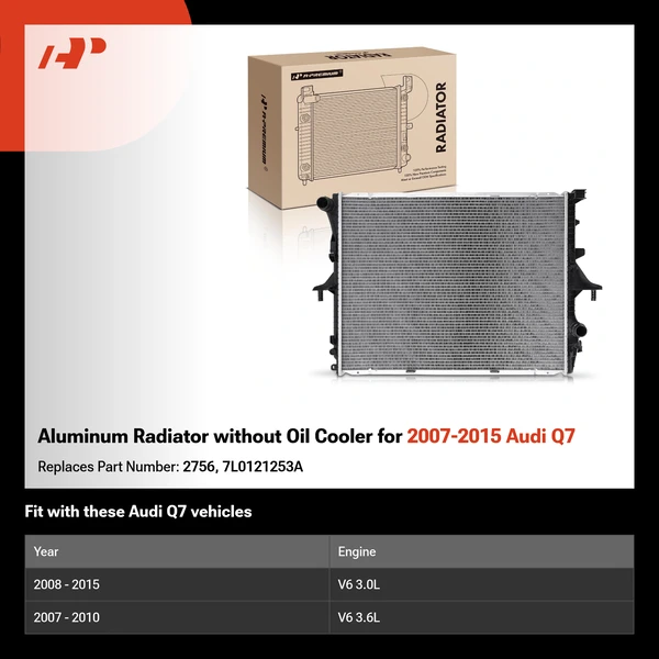Aluminum Radiator without Oil Cooler for 2007-2015 Audi Q7