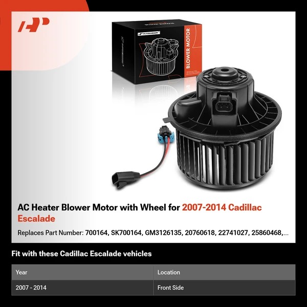 AC Heater Blower Motor with Wheel for 2007-2014 Cadillac Escalade