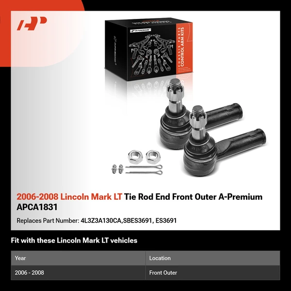 2006-2008 Lincoln Mark LT Tie Rod End Front Outer A-Premium APCA1831
