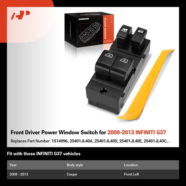 Front Driver Power Window Switch for 2008-2013 INFINITI G37