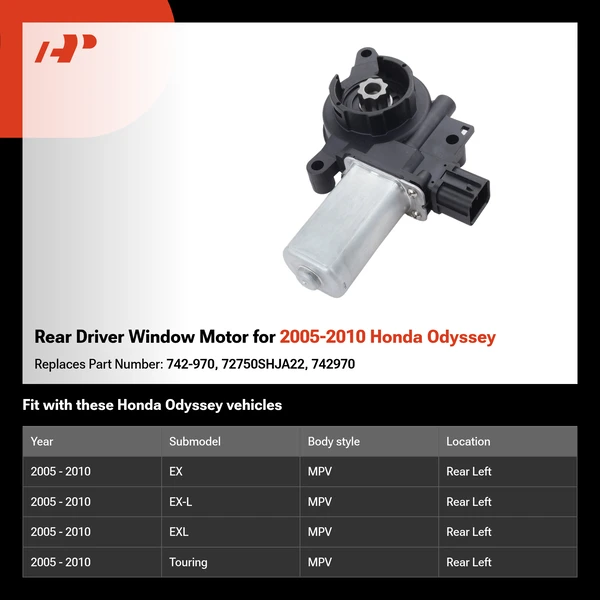 Rear Driver Window Motor for 2005-2010 Honda Odyssey