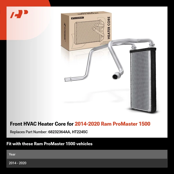 Front HVAC Heater Core for 2014-2020 Ram ProMaster 1500