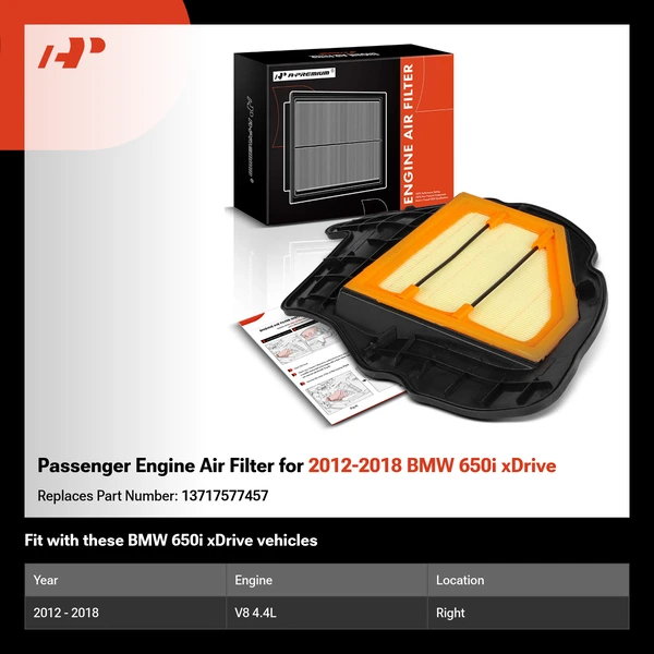 Passenger Engine Air Filter for 2012-2018 BMW 650i xDrive