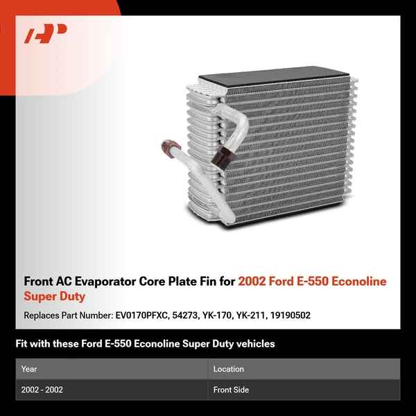 Front AC Evaporator Core Plate Fin for 2002 Ford E-550 Econoline Super Duty