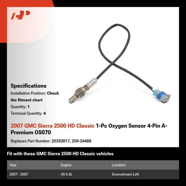 2007 GMC Sierra 2500 HD Classic 1-Pc Oxygen Sensor 4-Pin A-Premium OS070