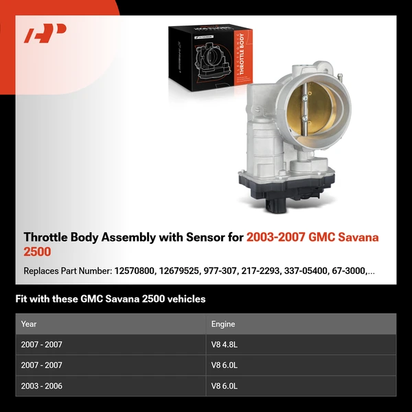 Throttle Body Assembly with Sensor for 2003-2007 GMC Savana 2500