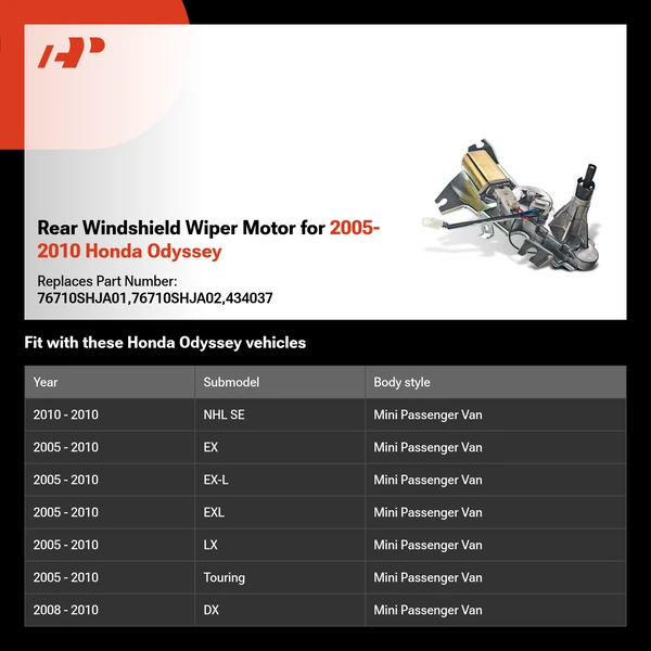 Rear Windshield Wiper Motor for 2005-2010 Honda Odyssey