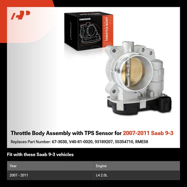 Throttle Body Assembly with TPS Sensor for 2007-2011 Saab 9-3