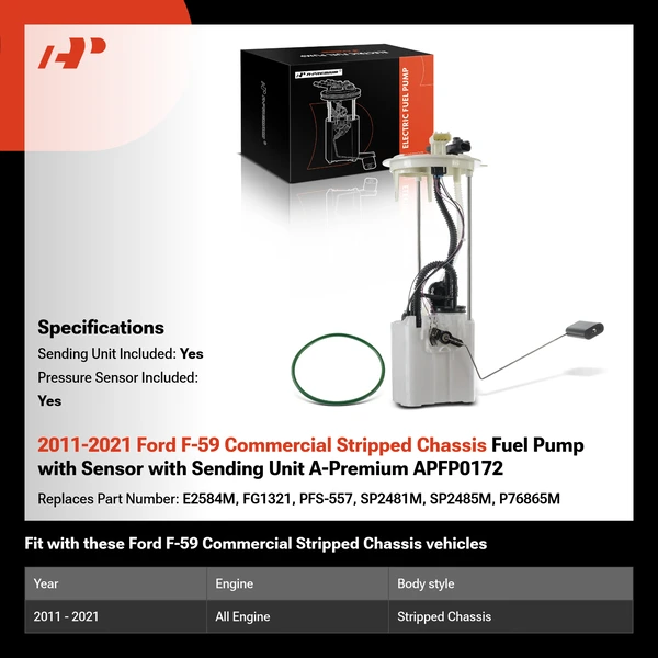 2011-2021 Ford F-59 Commercial Stripped Chassis Fuel Pump with Sensor with Sending Unit A-Premium APFP0172