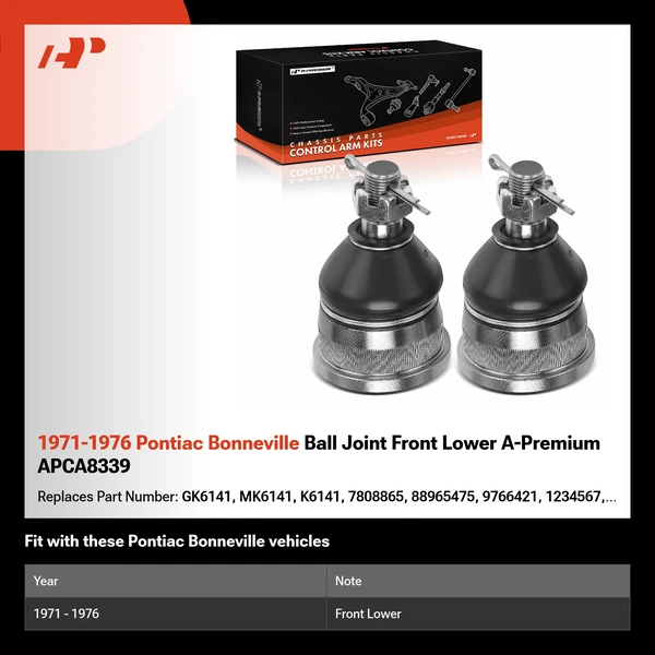 1971-1976 Pontiac Bonneville Ball Joint Front Lower A-Premium APCA8339