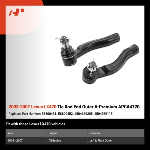 2003-2007 Lexus LX470 Tie Rod End Outer A-Premium APCA4720