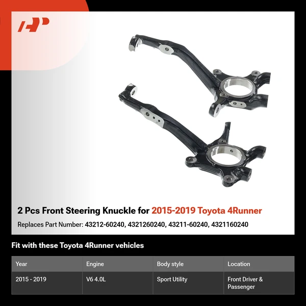 2 Pcs Front Steering Knuckle for 2015-2019 Toyota 4Runner