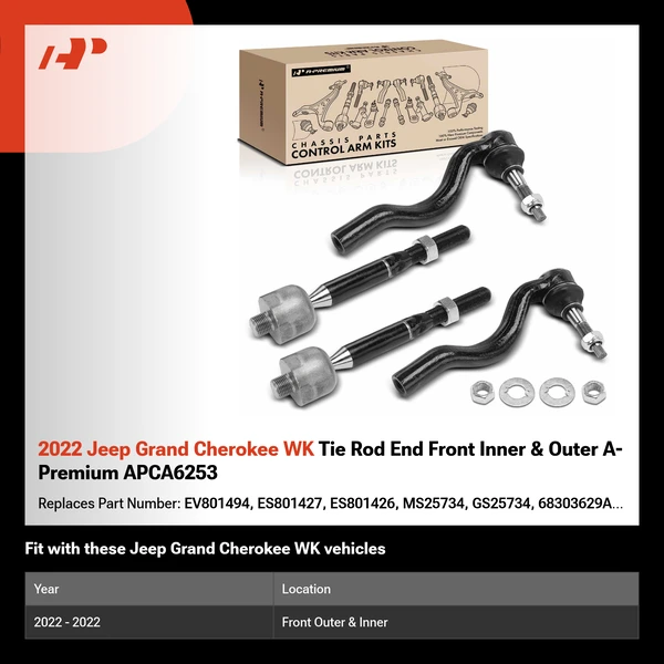 2022 Jeep Grand Cherokee WK Tie Rod End Front Inner & Outer A-Premium APCA6253