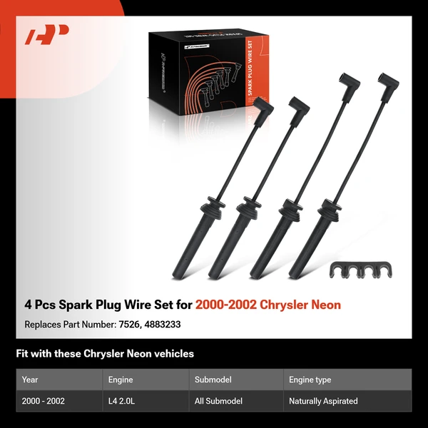 4 Pcs Spark Plug Wire Set for 2000-2002 Chrysler Neon