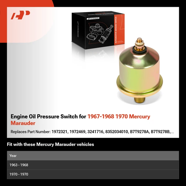 Engine Oil Pressure Switch for 1967-1968 1970 Mercury Marauder