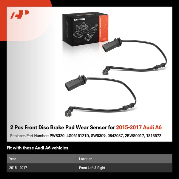 2 Pcs Front Disc Brake Pad Wear Sensor for 2015-2017 Audi A6