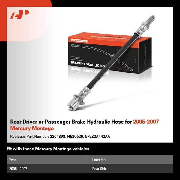 Rear Driver or Passenger Brake Hydraulic Hose for 2005-2007 Mercury Montego