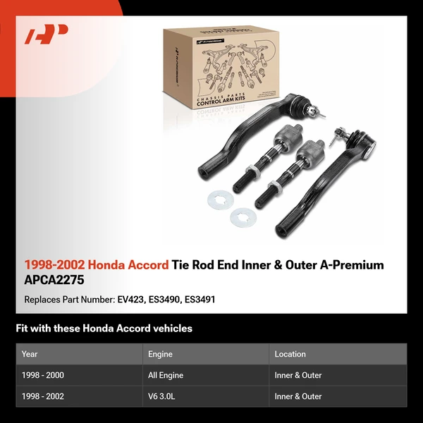 1998-2002 Honda Accord Tie Rod End Inner & Outer A-Premium APCA2275