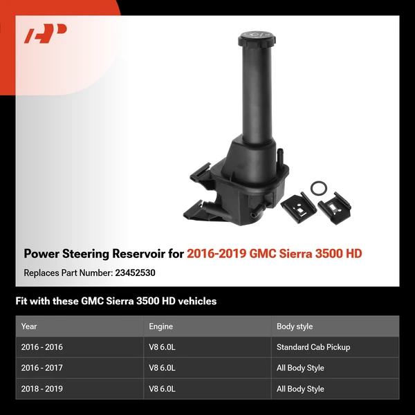 Power Steering Reservoir for 2016-2019 GMC Sierra 3500 HD