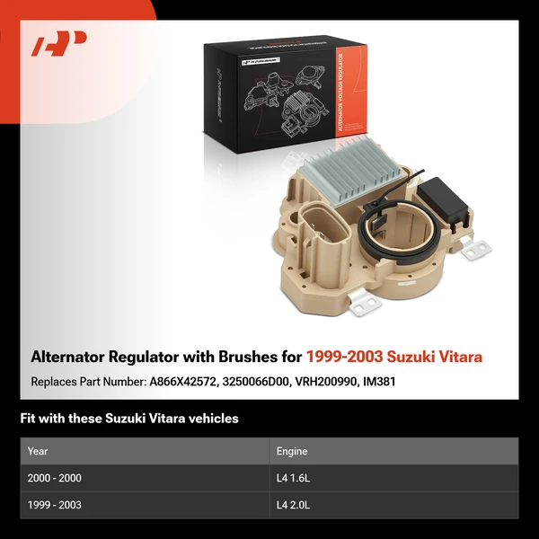 Alternator Regulator with Brushes for 1999-2003 Suzuki Vitara