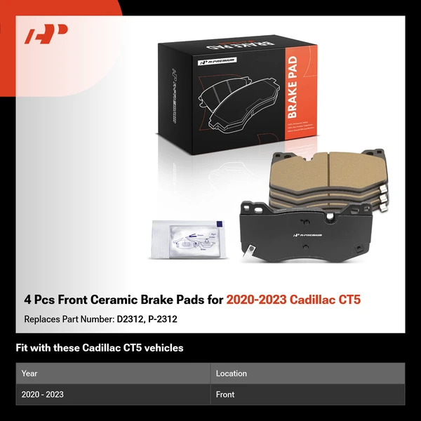 4 Pcs Front Ceramic Brake Pads for 2020-2023 Cadillac CT5