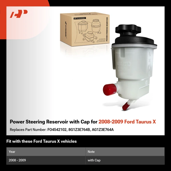 Power Steering Reservoir with Cap for 2008-2009 Ford Taurus X