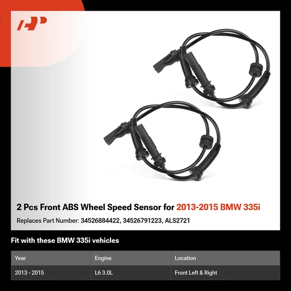 2 Pcs Front ABS Wheel Speed Sensor for 2013-2015 BMW 335i