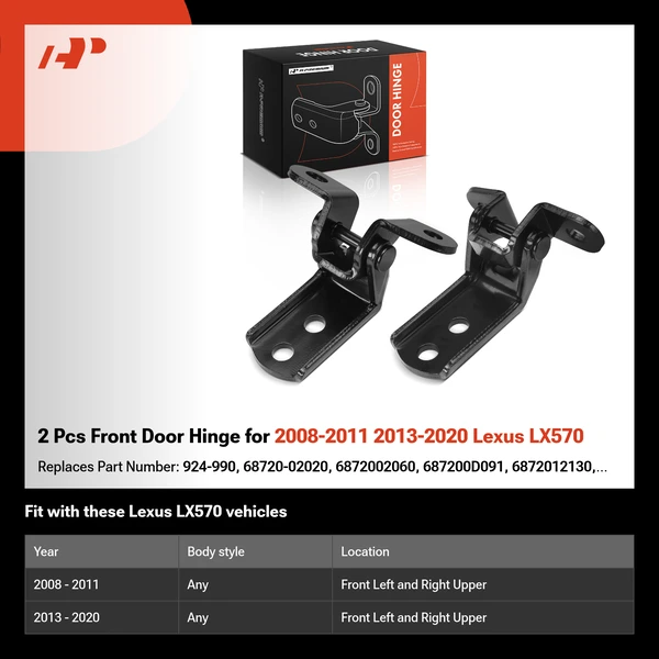 2 Pcs Front Door Hinge for 2008-2011 2013-2020 Lexus LX570