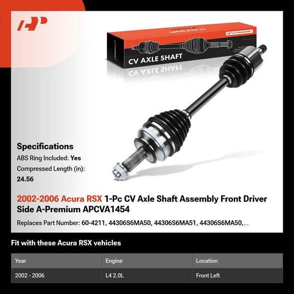 2002-2006 Acura RSX 1-Pc CV Axle Shaft Assembly Front Driver Side A-Premium APCVA1454