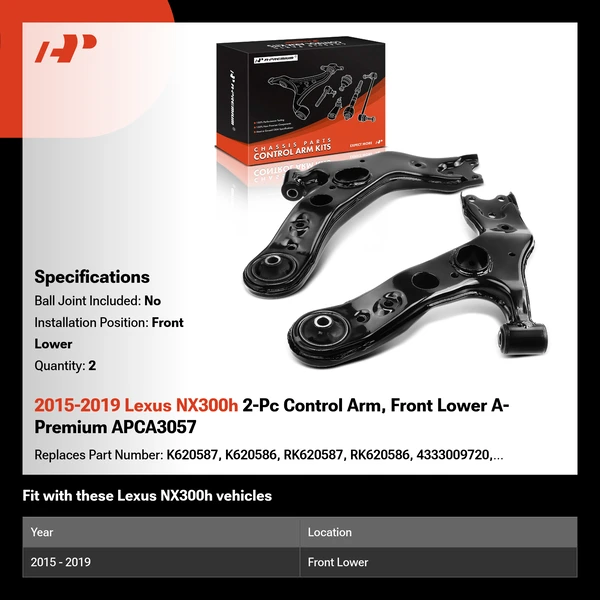 2015-2019 Lexus NX300h 2-Pc Control Arm, Front Lower A-Premium APCA3057