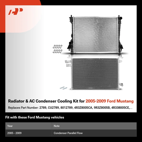 Radiator & AC Condenser Cooling Kit for 2005-2009 Ford Mustang