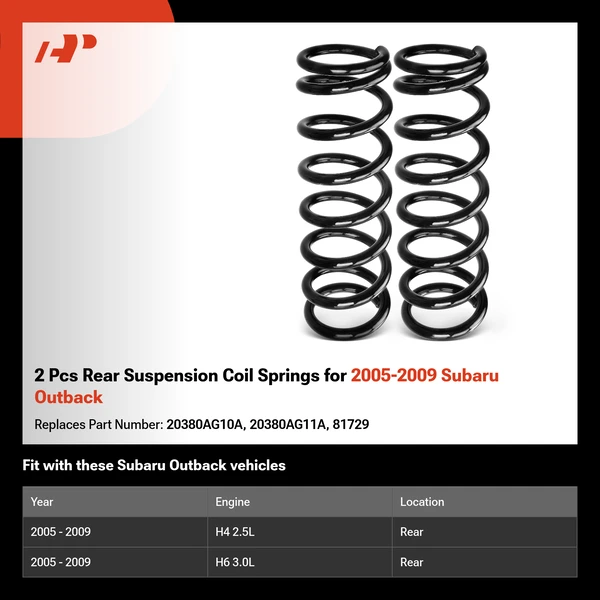 2 Pcs Rear Suspension Coil Springs for 2005-2009 Subaru Outback