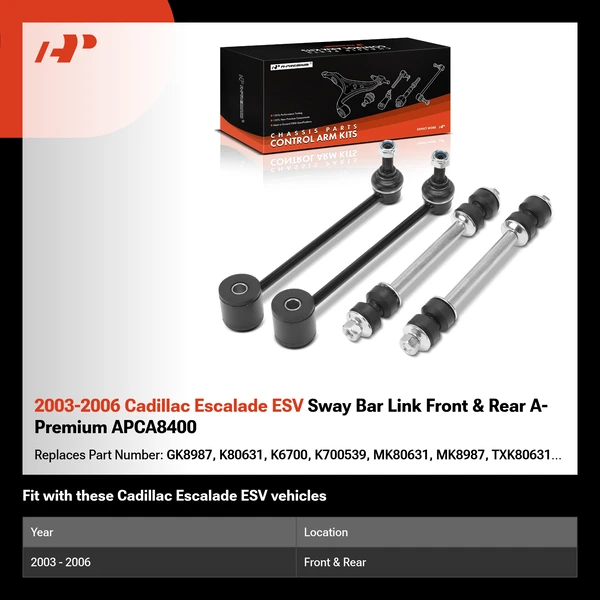 2003-2006 Cadillac Escalade ESV Sway Bar Link Front & Rear A-Premium APCA8400