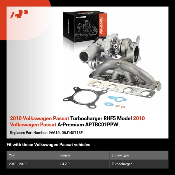 2010 Volkswagen Passat Turbocharger RHF5 Model 2010 Volkswagen Passat A-Premium APTBC01PPW