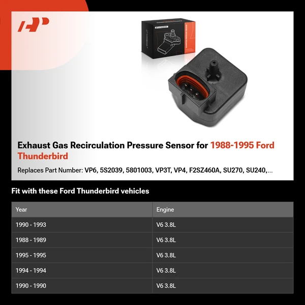 Exhaust Gas Recirculation Pressure Sensor for 1988-1995 Ford Thunderbird