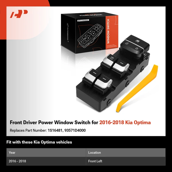 Front Driver Power Window Switch for 2016-2018 Kia Optima