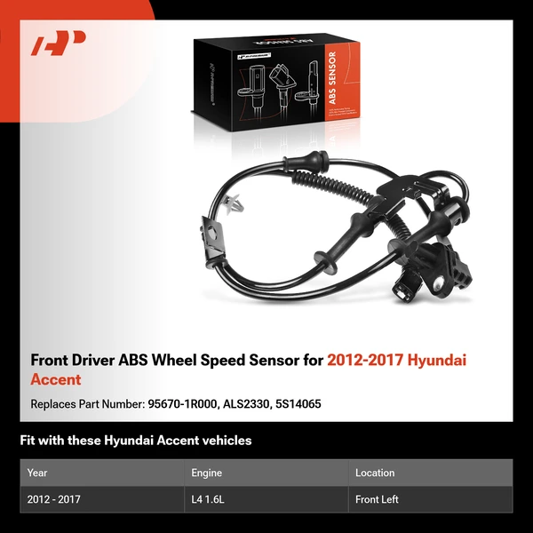 Front Driver ABS Wheel Speed Sensor for 2012-2017 Hyundai Accent